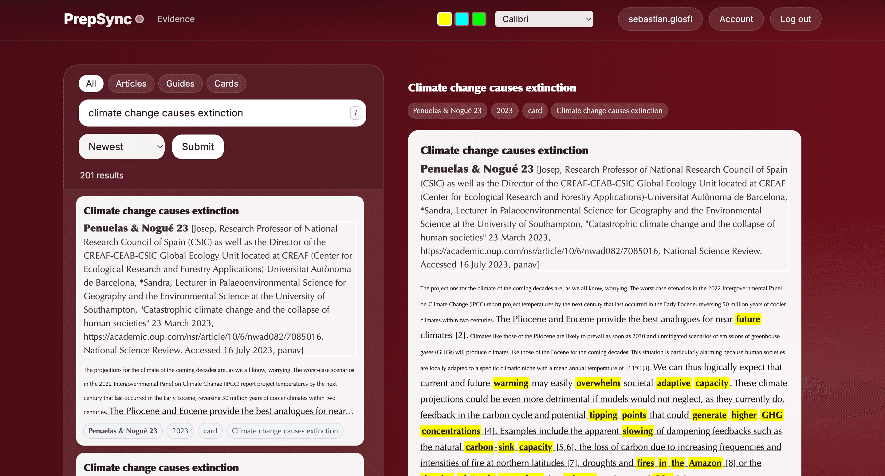 PrepSync search preview